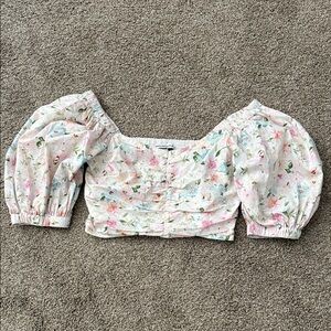 Abercrombie & Fitch Floral Blouse with Puff Sleeves